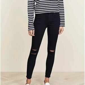 J Brand Alana Dark Blue Mercy Distressed Knee Raw Hem Skinny Jeans 24